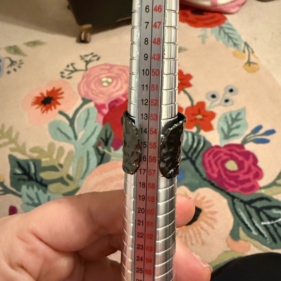 Black and Silver Ring with Pearl Accent - Picture 5 of 7